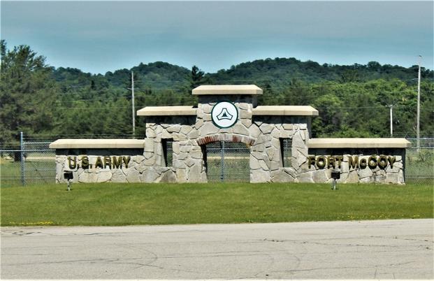 One of several decorative gate walls is shown June 25, 2020, at Fort McCoy, Wis. The installation has several decorative walls like this — some that are almost 90 years old. (U.S. Army Photo by Scott T. Sturkol, Public Affairs Office, Fort McCoy, Wis.) One of several decorative gate walls is shown June 25, 2020, at Fort McCoy, Wisconsin.